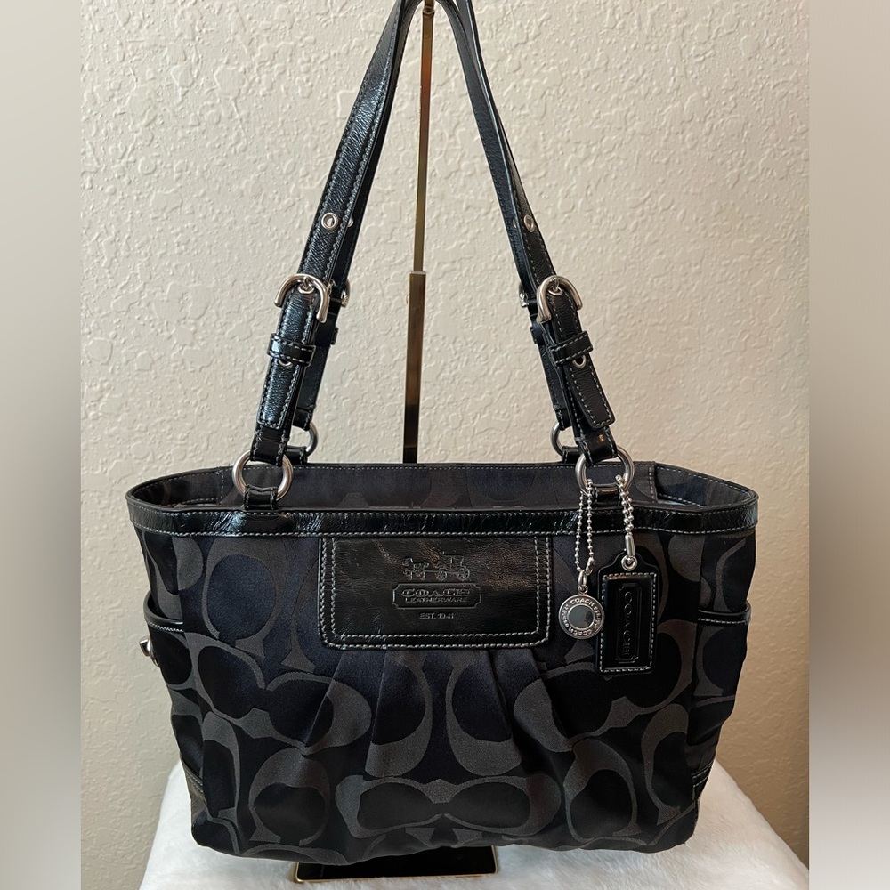 Coach Black Canvas Signature Tote